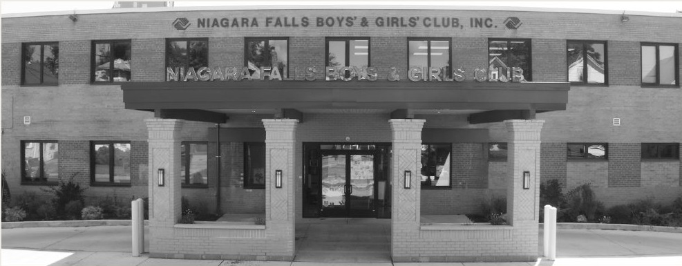 Front entrance of the Niagara Falls Boys & Girls Club building, serving youth and families in the Niagara Falls community for over 85 years.